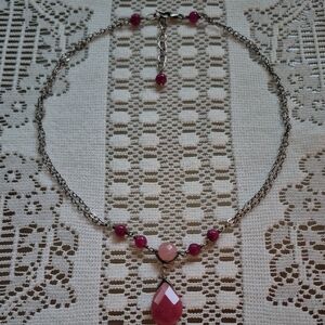 Elegant Liz Grant Pink and Silver Necklace